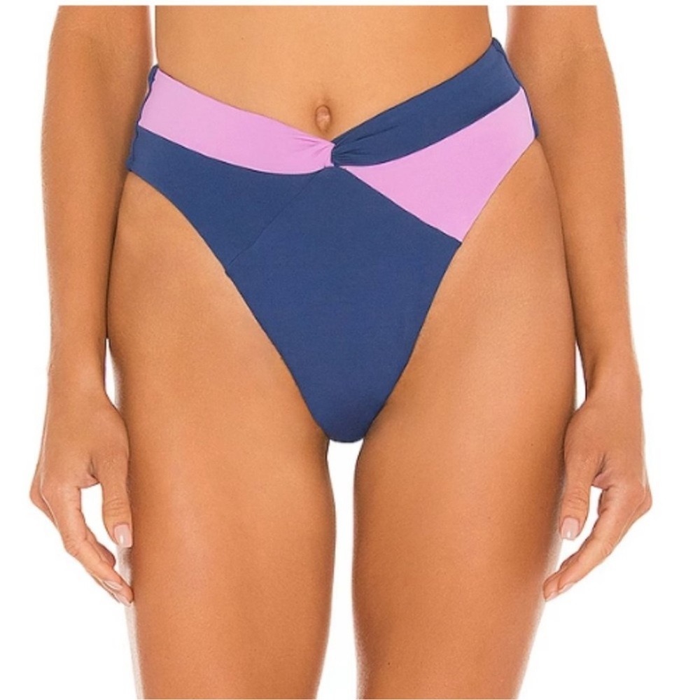 L*Space Nancy Lee Bottom Bitsy High Waist Bikini Blue‎ Pink CBNLB21 XS